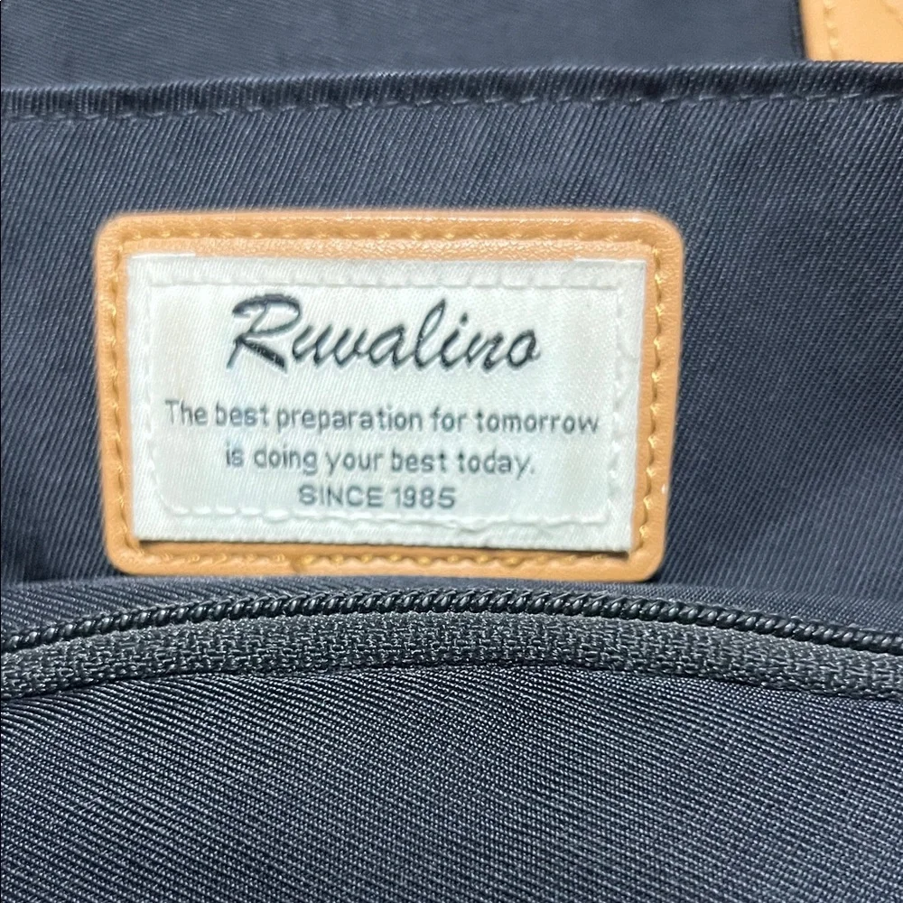 Black Diaper Bag with 16 pockets and Tan Accents